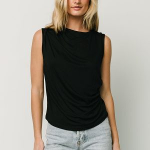 Jia Ruched Tank Top | Black