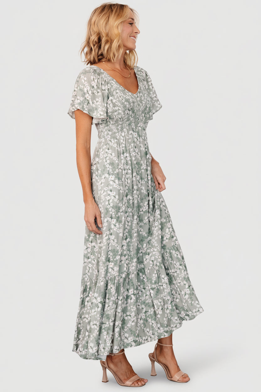 Joanie Smocked Dress | Sage + Off White Floral - Image 5