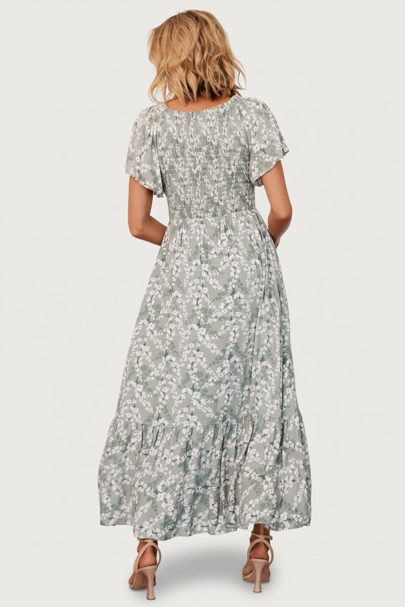 Joanie Smocked Dress | Sage + Off White Floral - Image 4