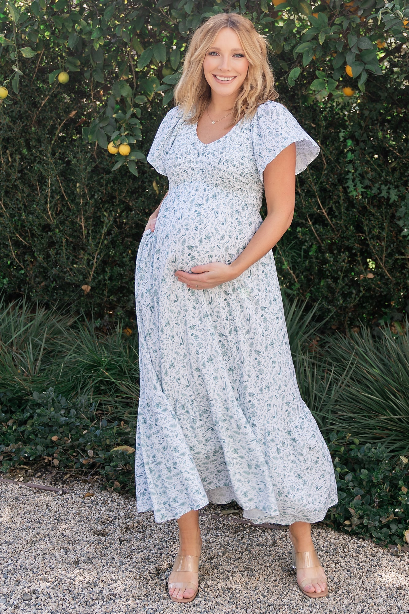 Joanie Smocked Dress | White + Sage - Image 5