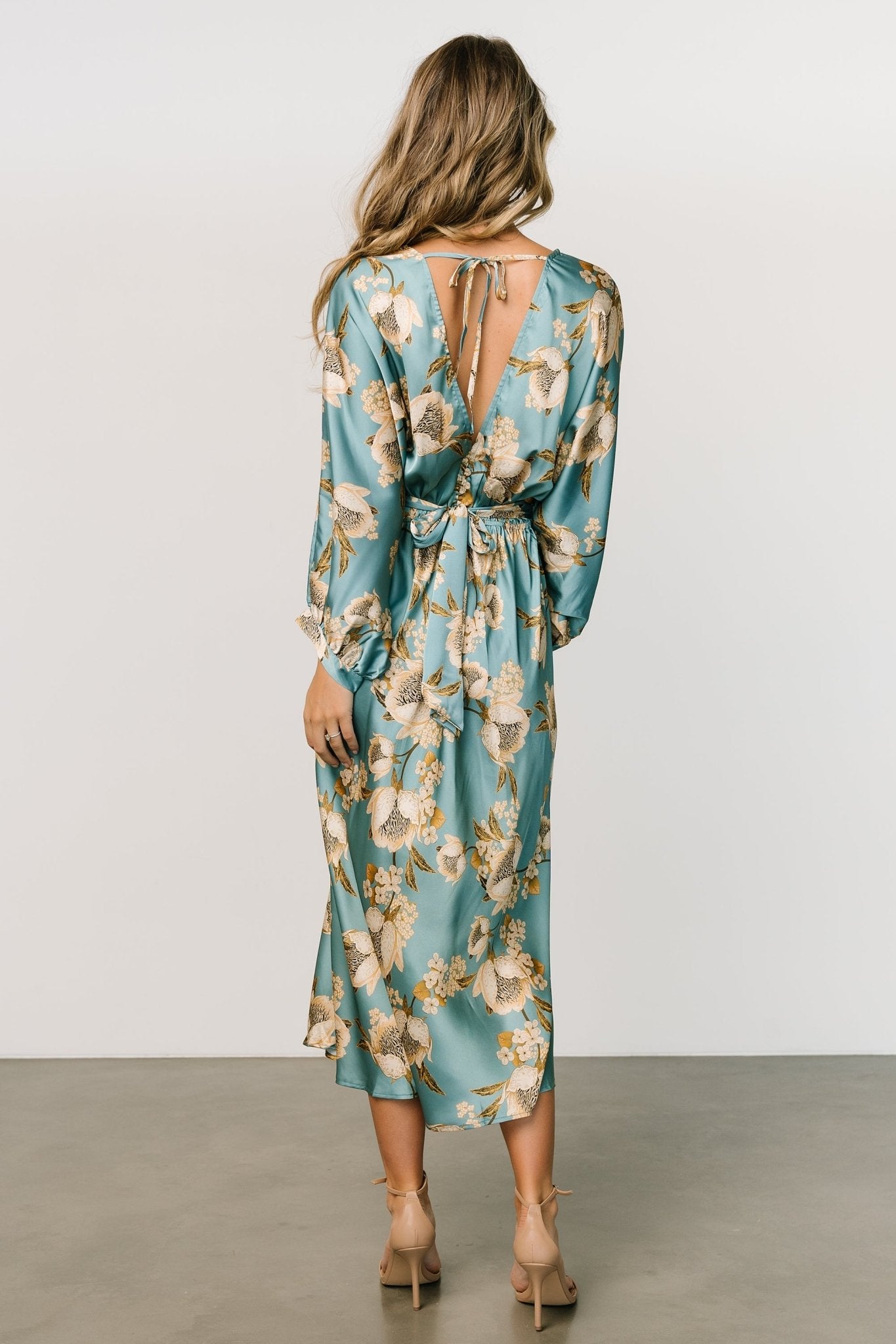 Joni Satin Midi Dress | Blue Multi - Image 7