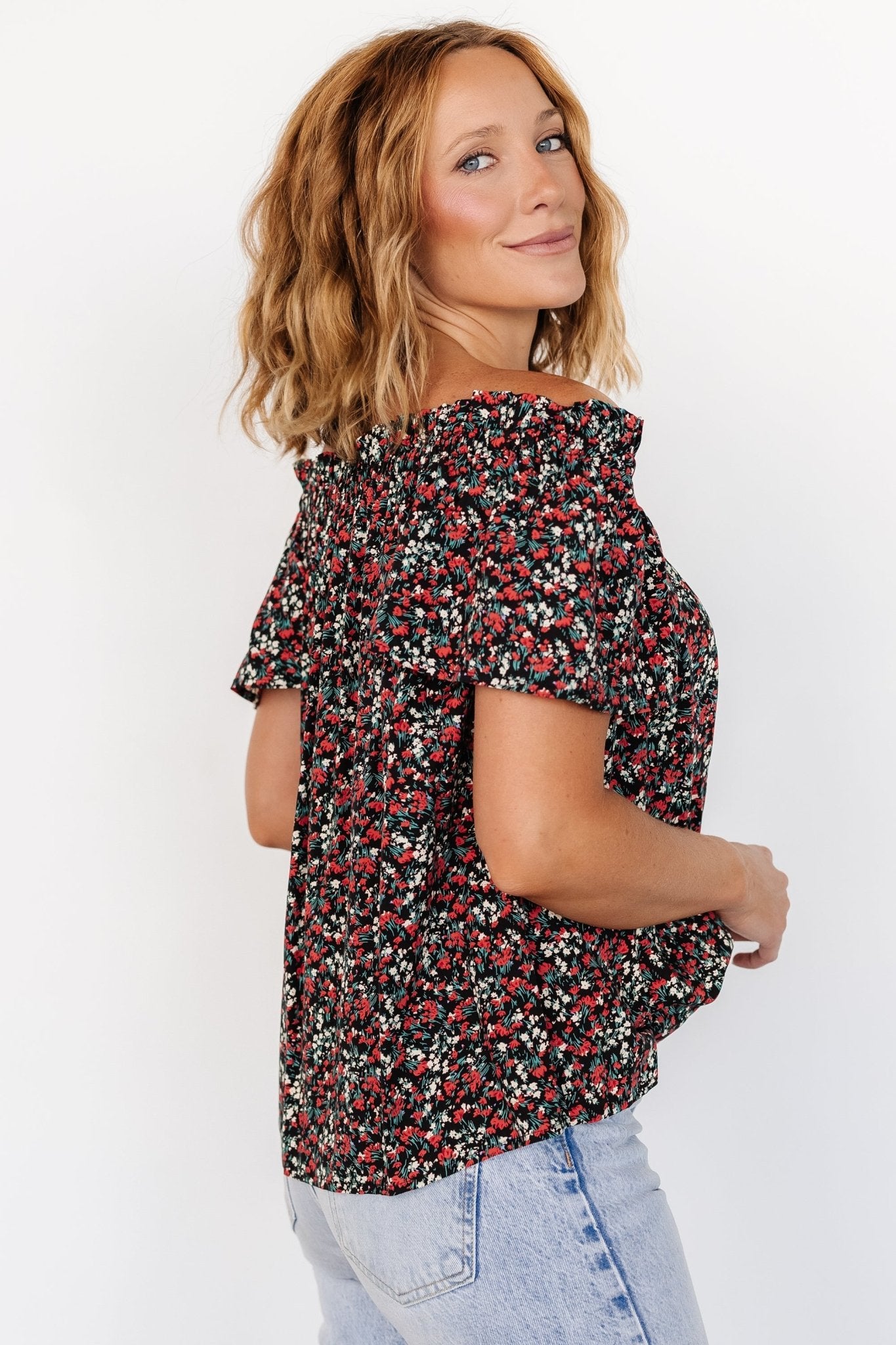 Jude Boho Top | Black + Red - Image 3
