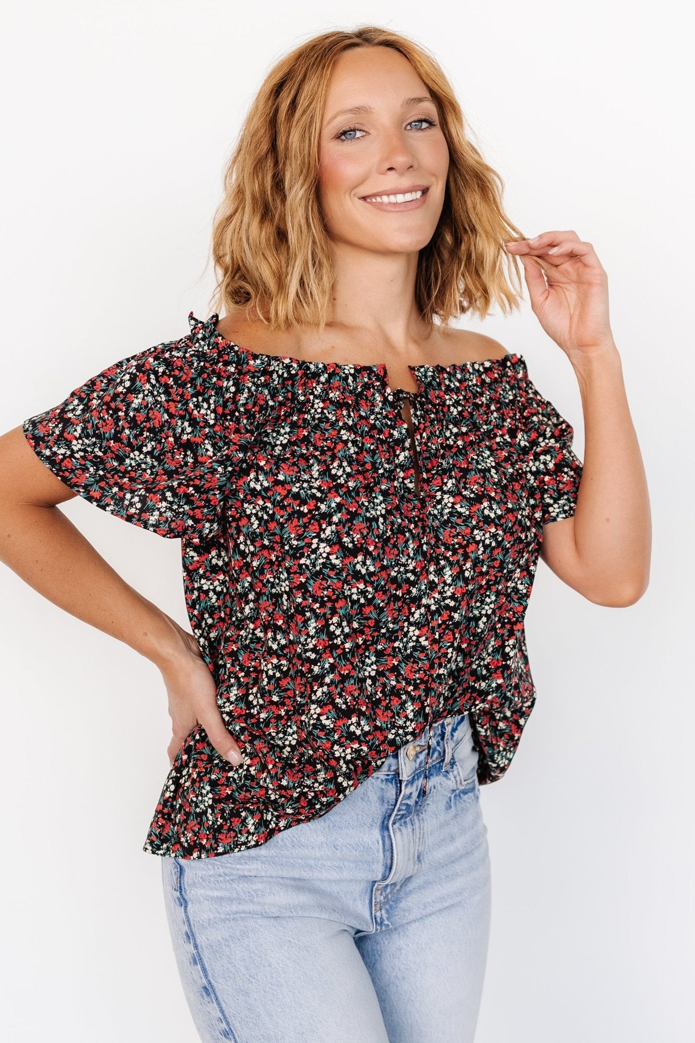 Jude Boho Top | Black + Red - Image 6
