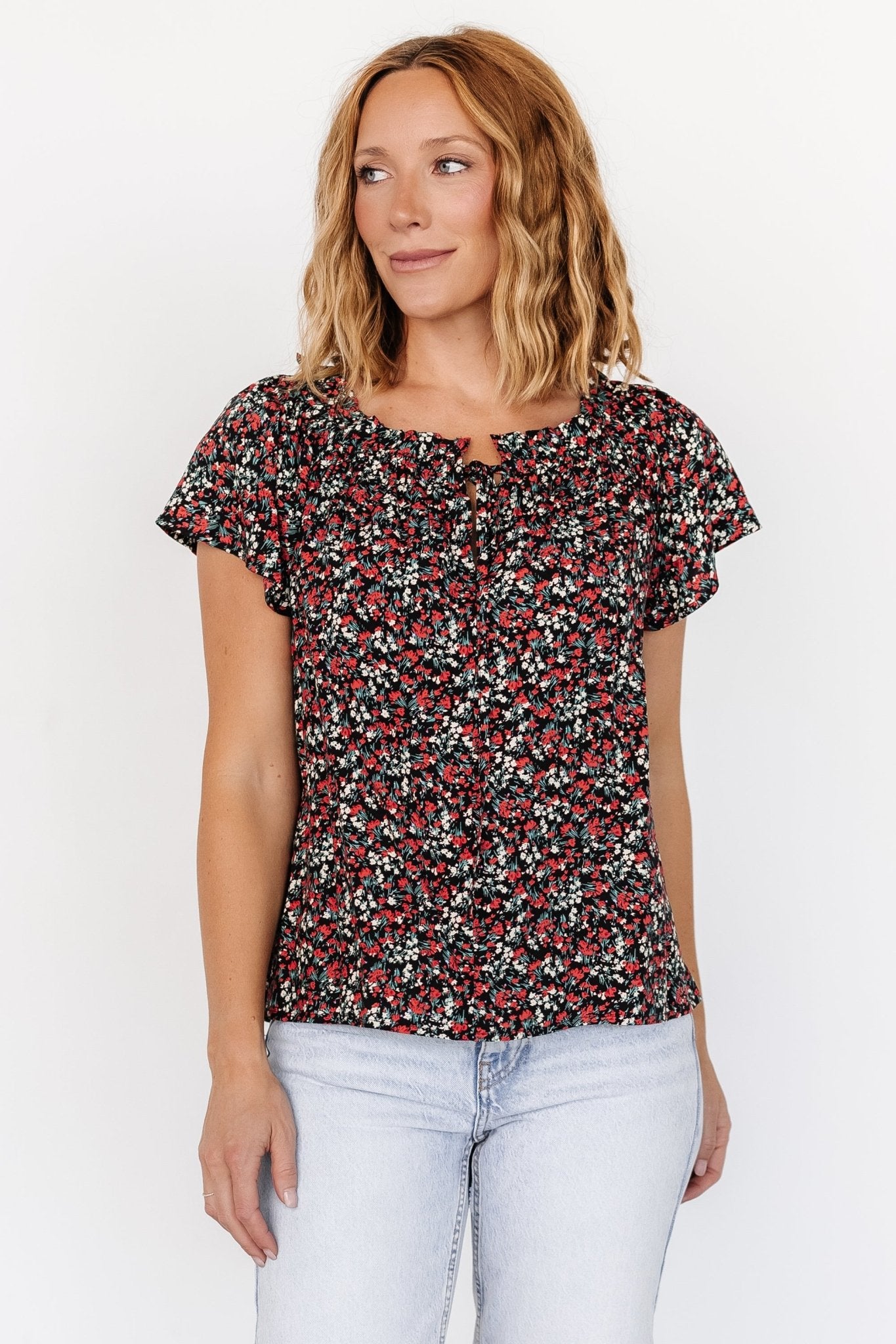 Jude Boho Top | Black + Red - Image 2