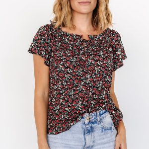 Jude Boho Top | Black + Red