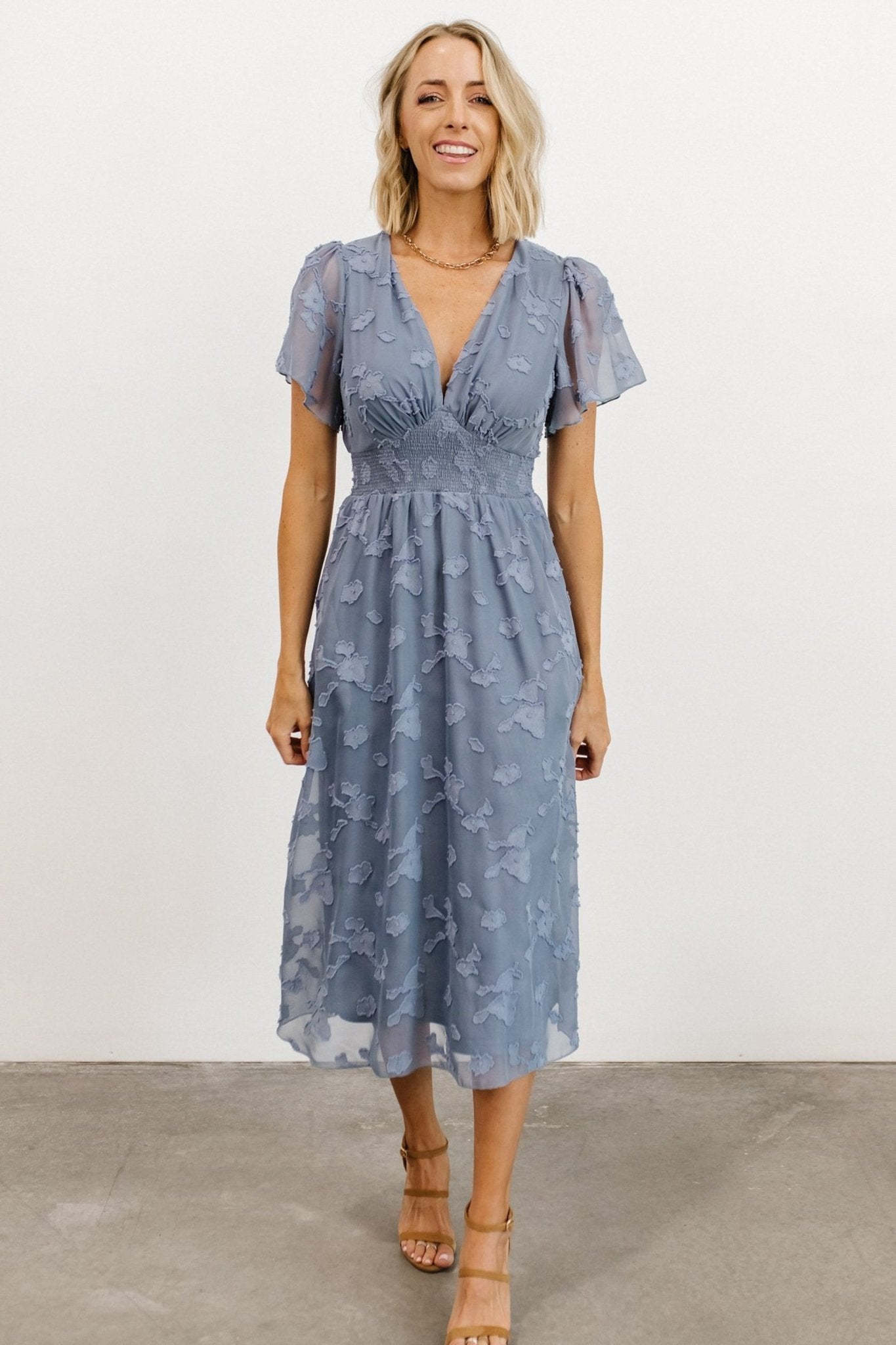 June Smocked Midi Dress | Blue - Image 2