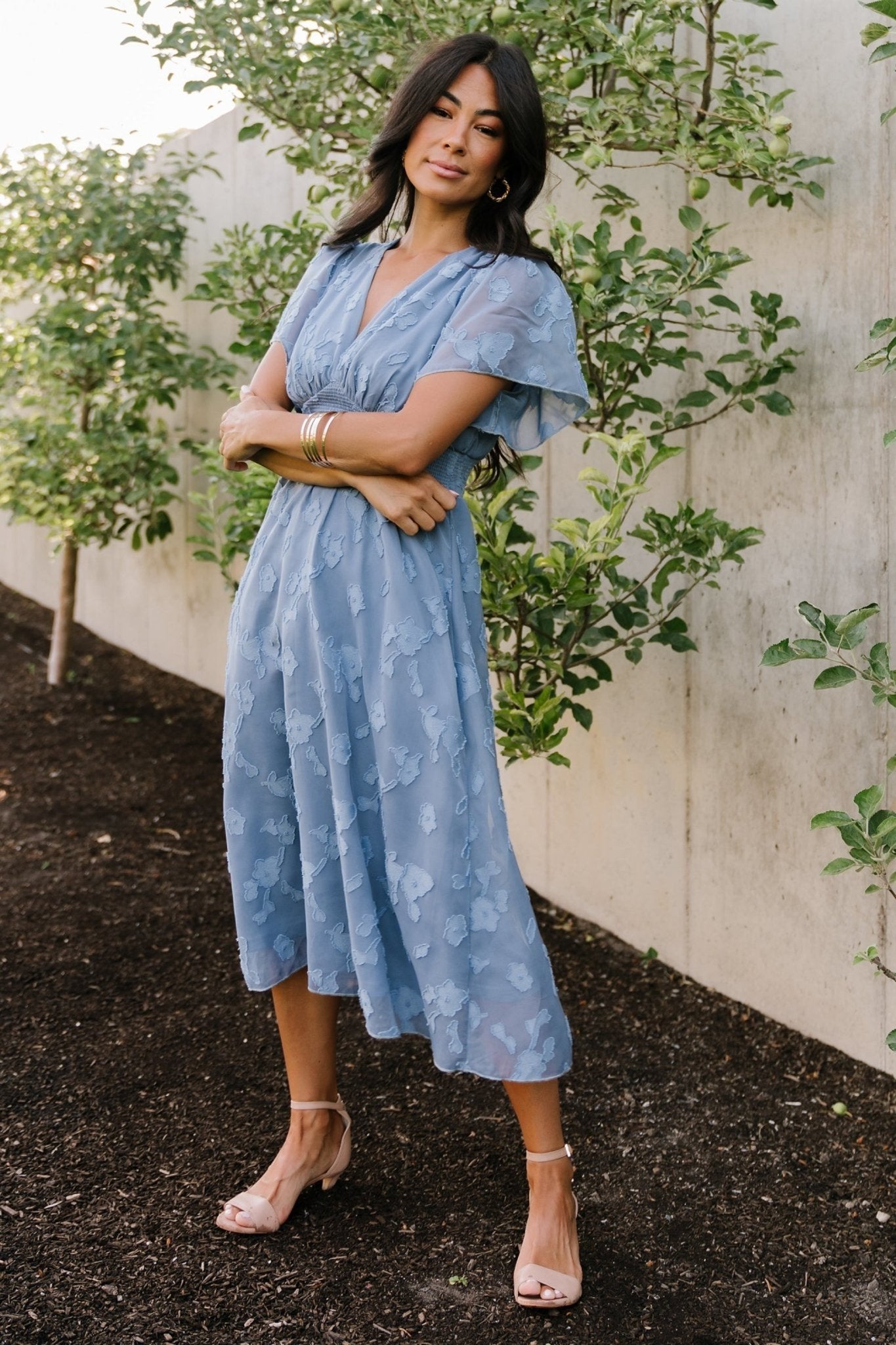 June Smocked Midi Dress | Blue - Image 9