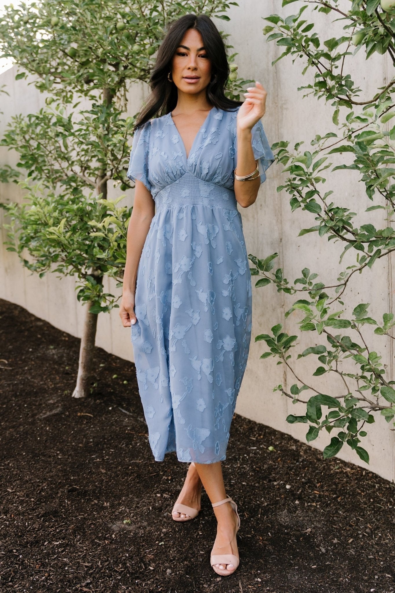 June Smocked Midi Dress | Blue - Image 3