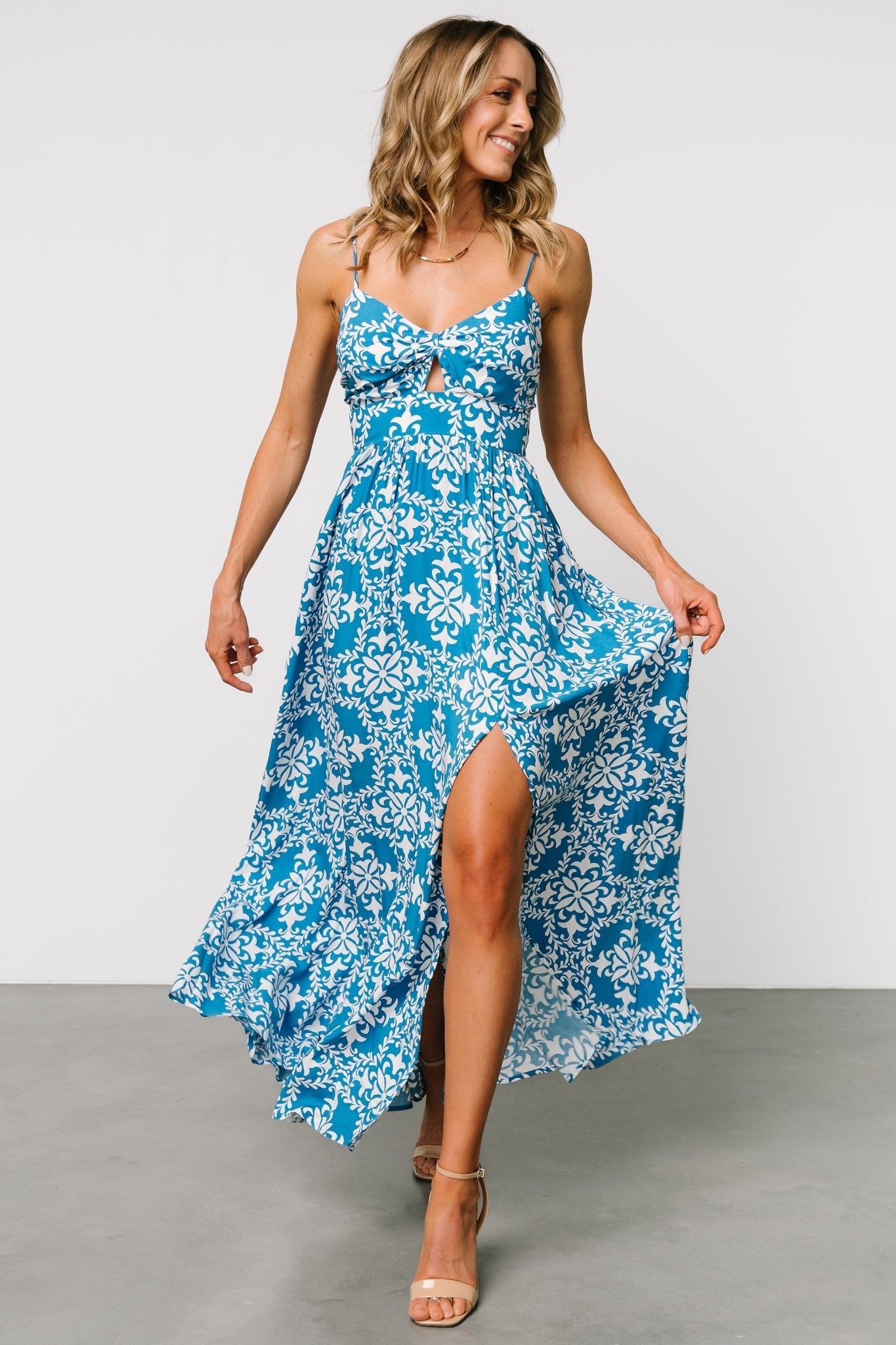 Kali Maxi Dress | Blue + White - Image 10