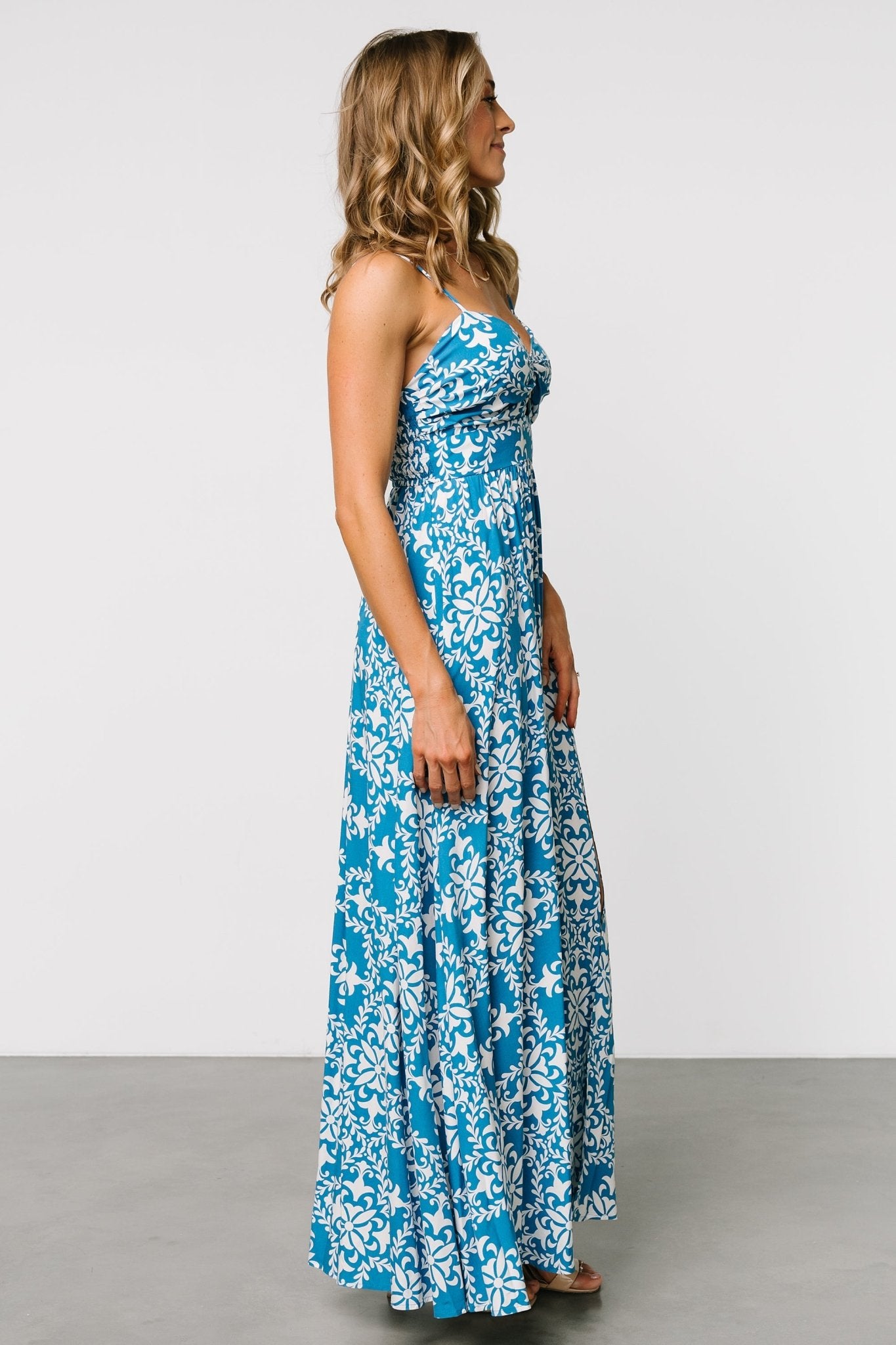 Kali Maxi Dress | Blue + White - Image 6