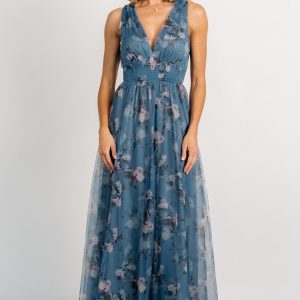 Kamila Tulle Maxi Dress | Blue Multi Floral