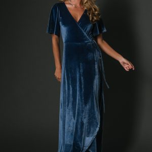 Katelyn Velvet Maxi Wrap Dress | Blue