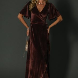 Katelyn Velvet Maxi Wrap Dress | Clove