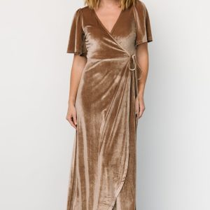 Katelyn Velvet Maxi Wrap Dress | Taupe