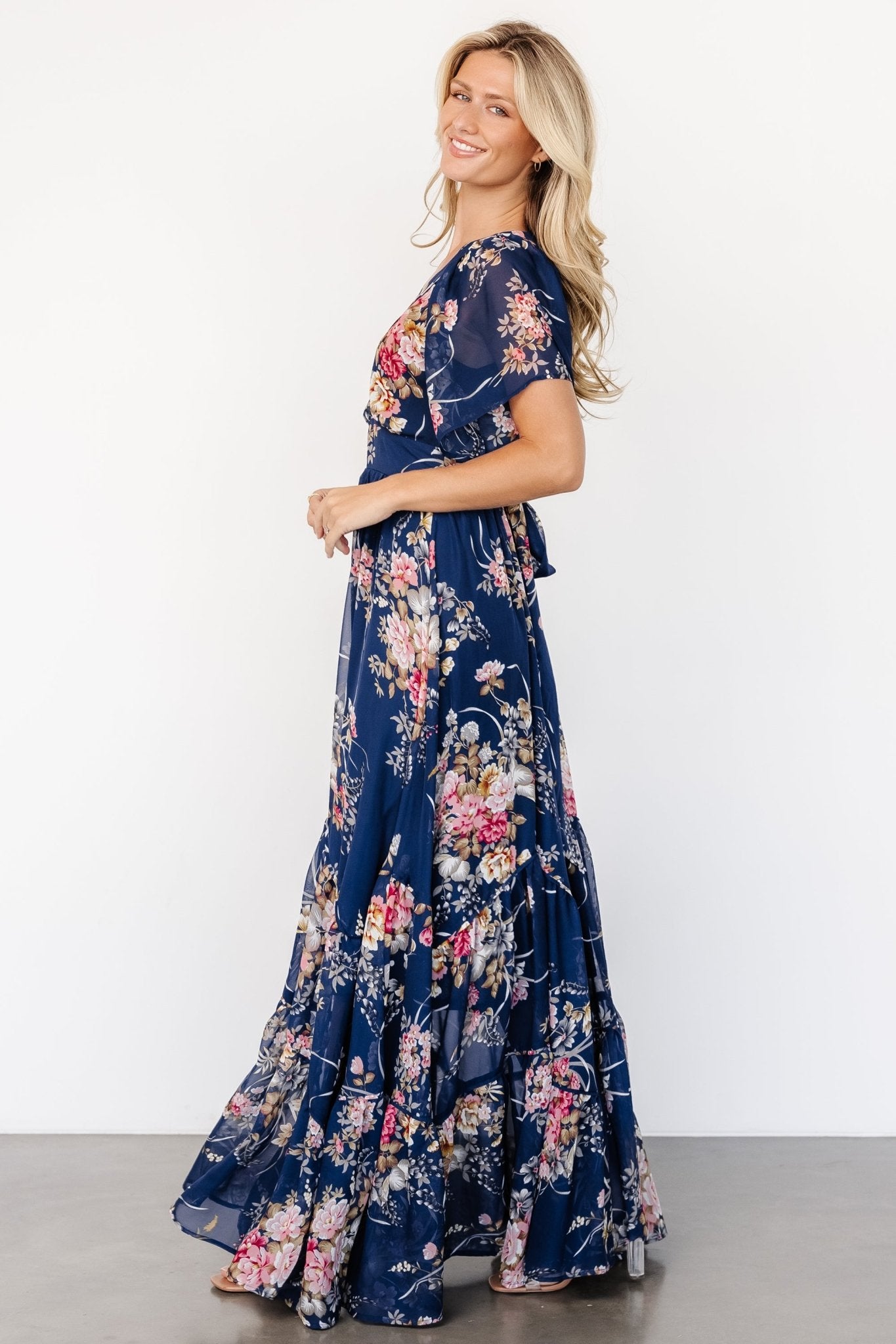 Katherine Maxi Dress | Navy + Pink Floral - Image 3