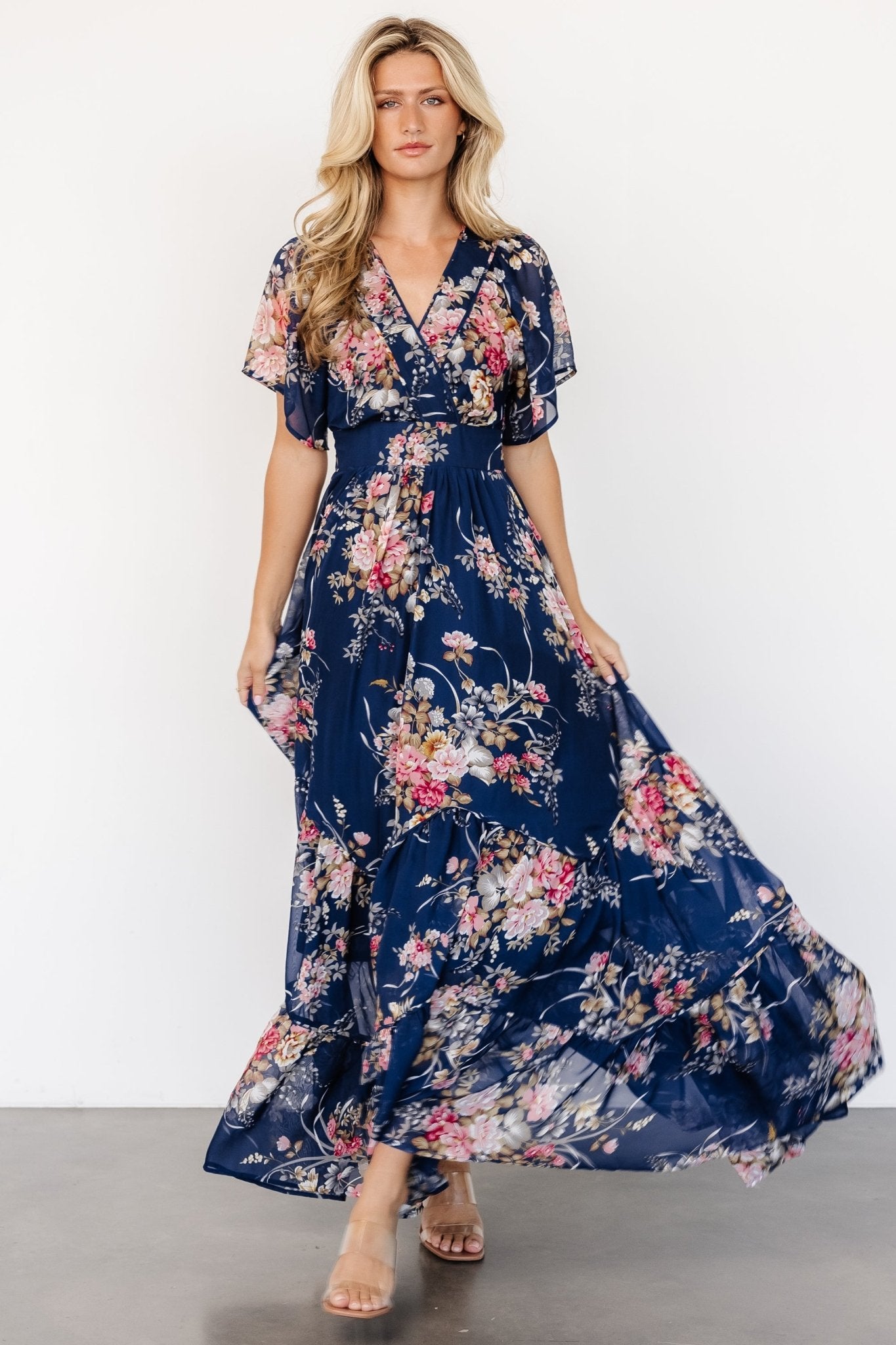 Katherine Maxi Dress | Navy + Pink Floral - Image 5