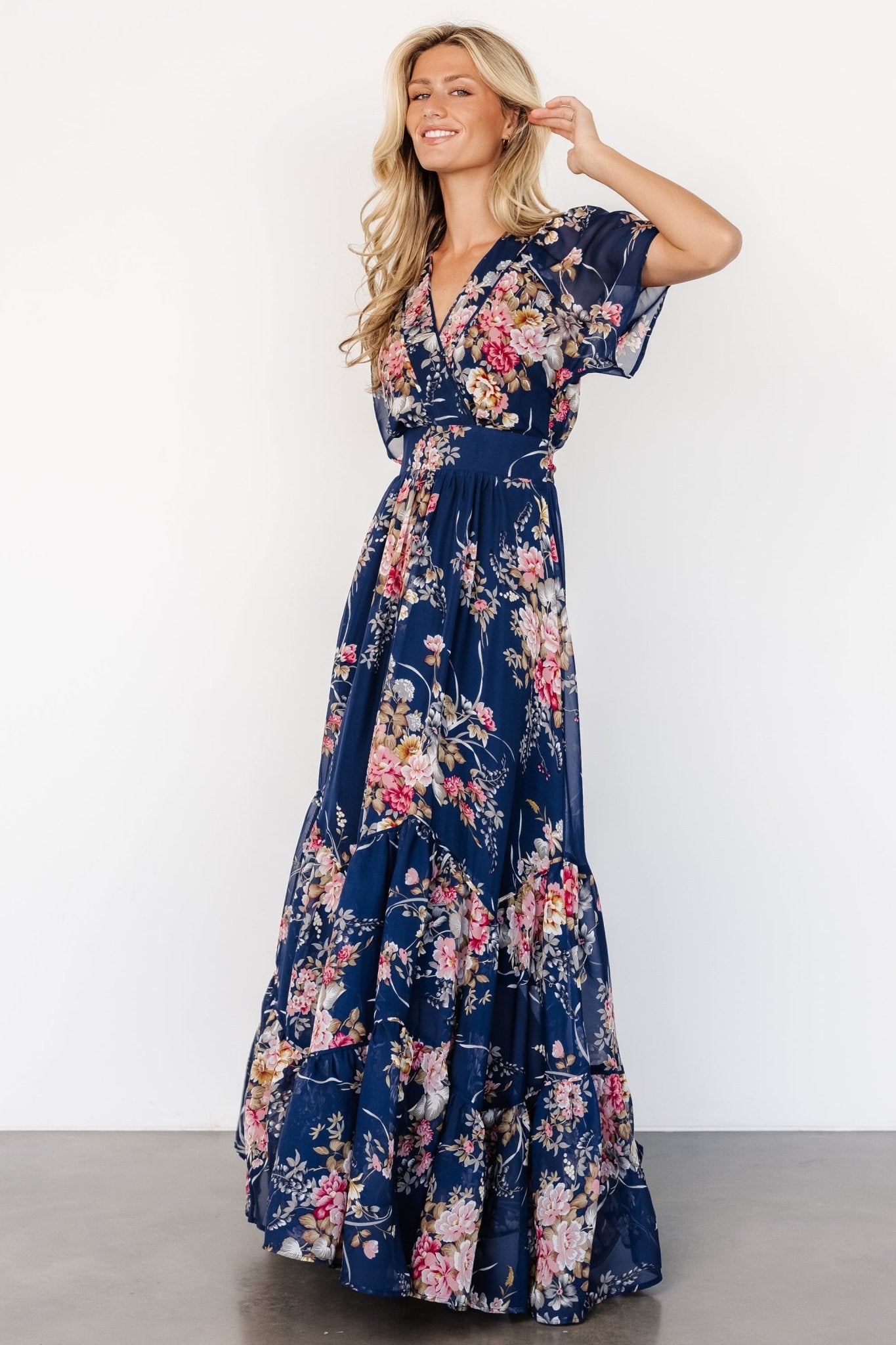 Katherine Maxi Dress | Navy + Pink Floral - Image 6