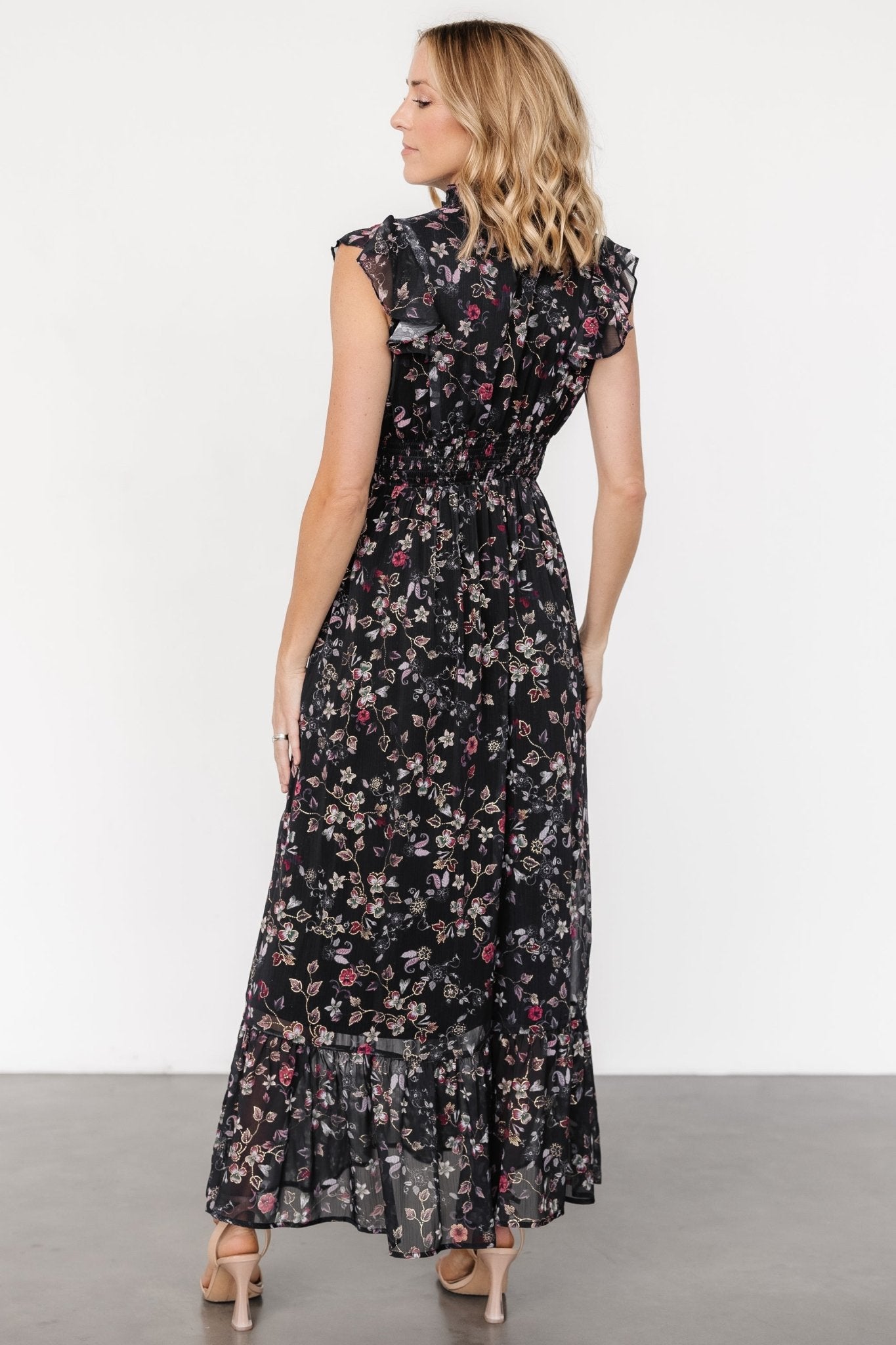 Kearny Ruffle Maxi Dress | Midnight + Gold Multi - Image 5