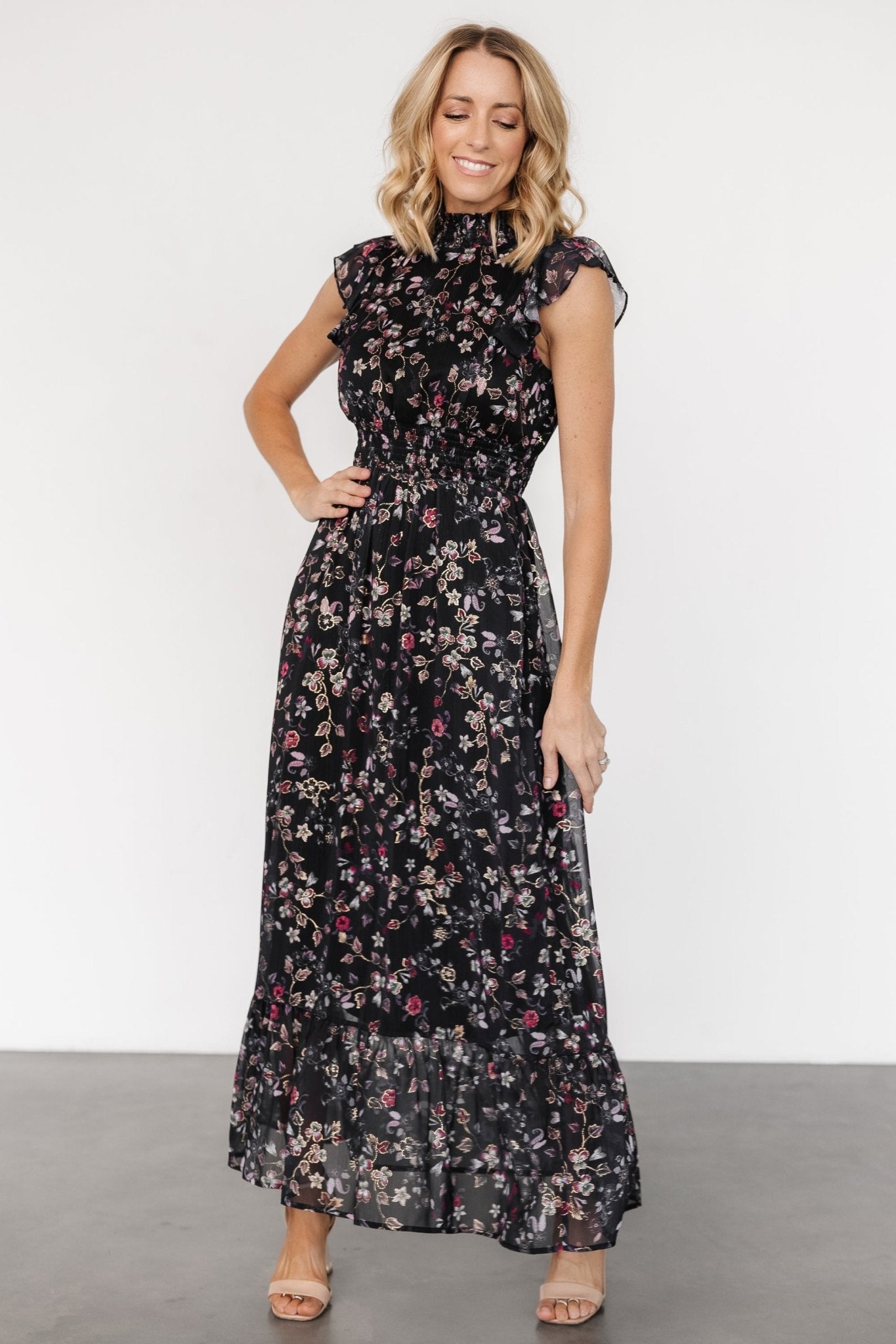 Kearny Ruffle Maxi Dress | Midnight + Gold Multi - Image 6