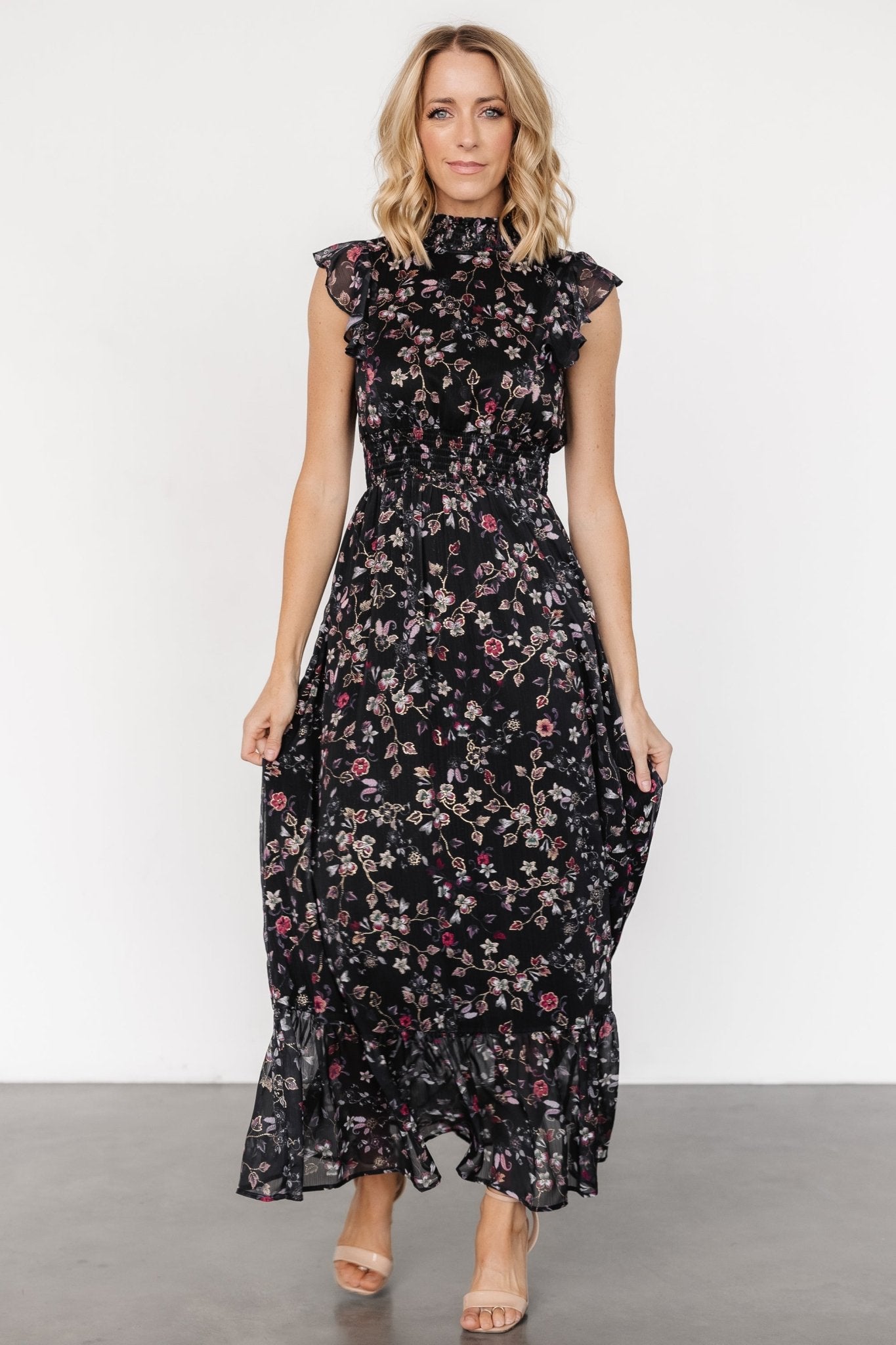 Kearny Ruffle Maxi Dress | Midnight + Gold Multi - Image 4