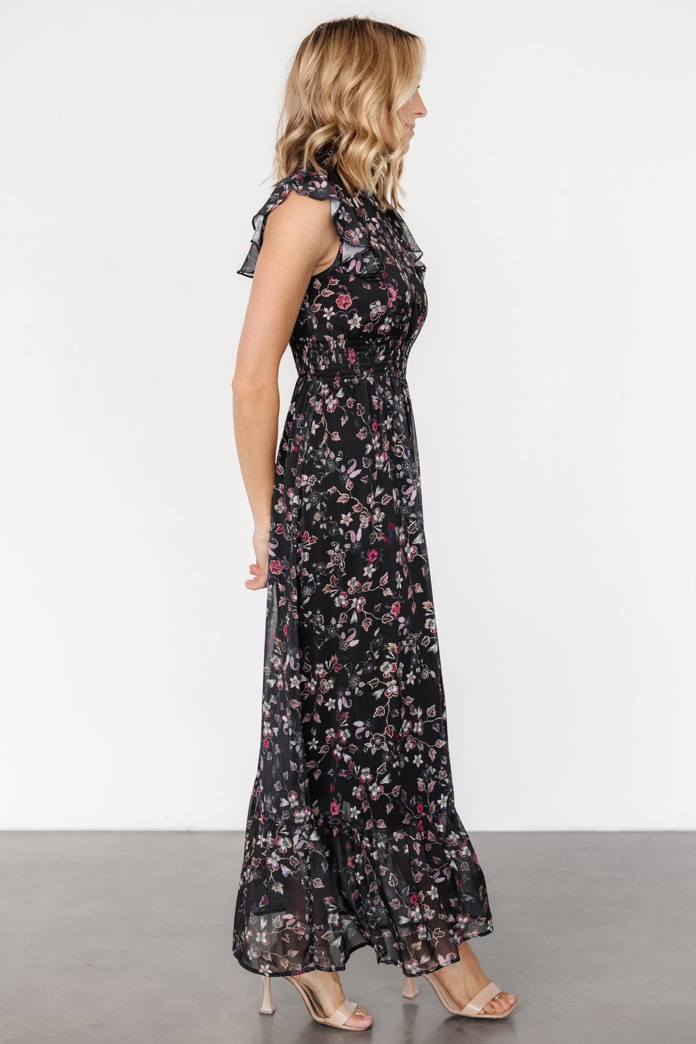 Kearny Ruffle Maxi Dress | Midnight + Gold Multi - Image 3