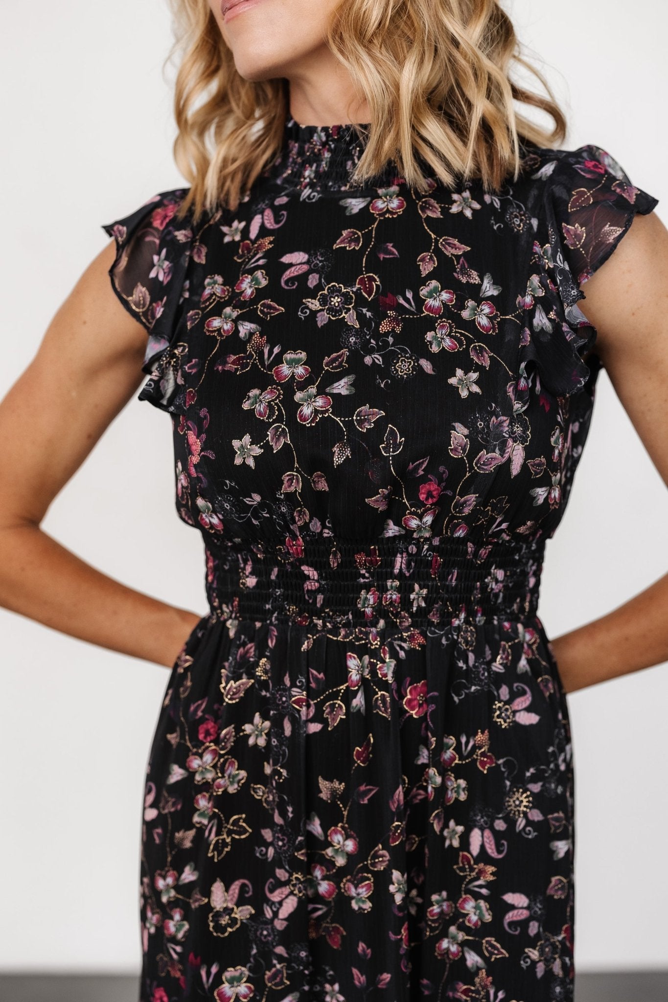 Kearny Ruffle Maxi Dress | Midnight + Gold Multi - Image 2