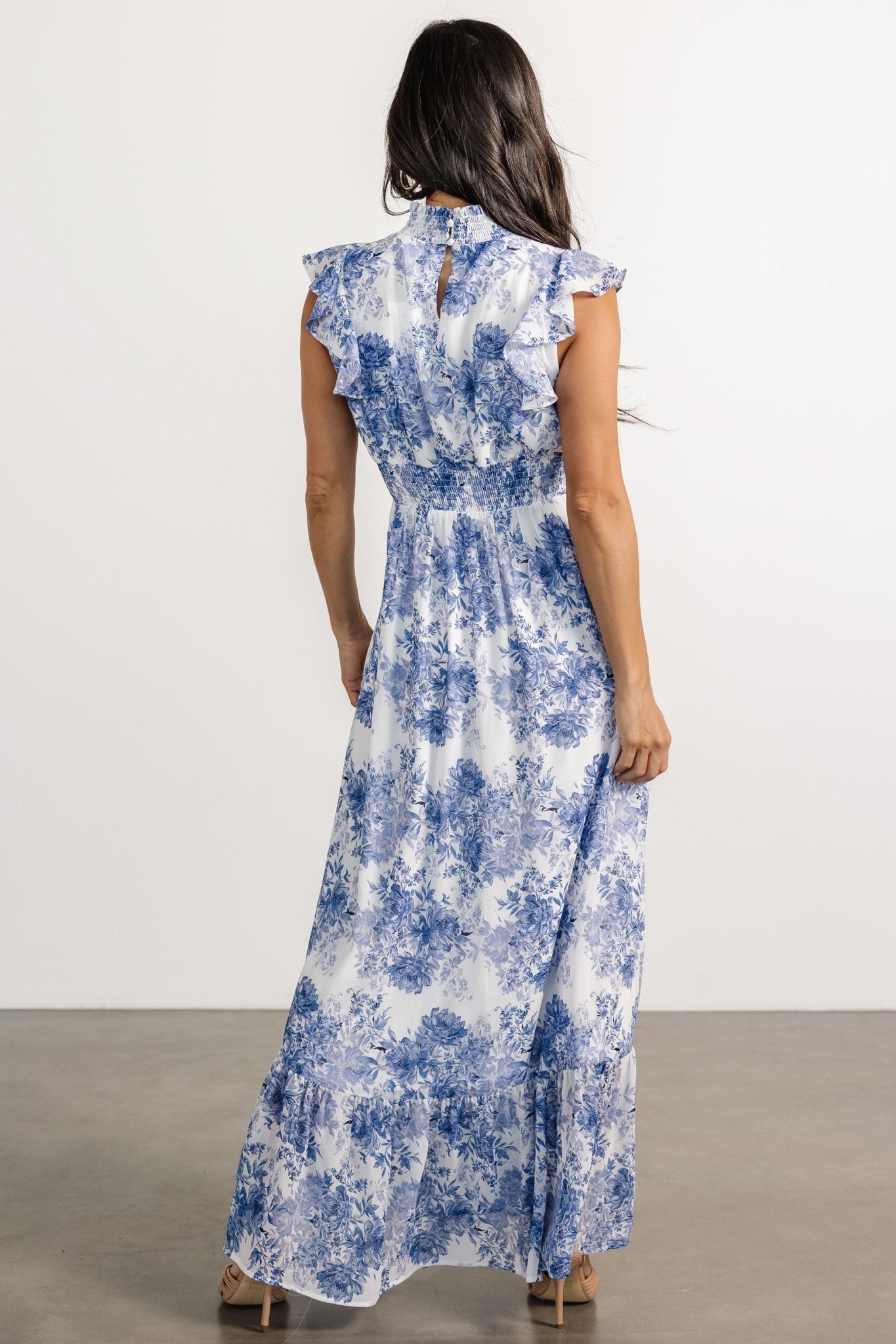 Kearny Ruffle Maxi Dress | White + Blue Floral - Image 5