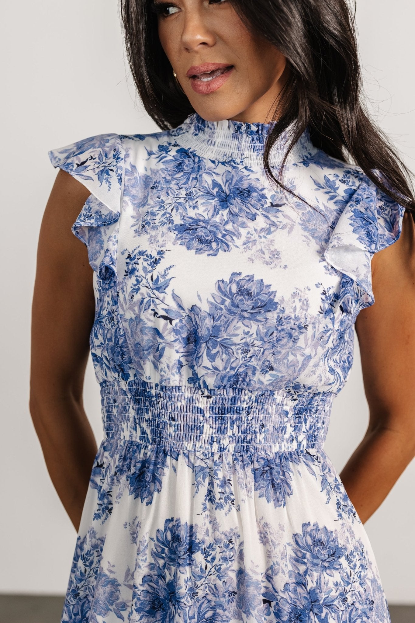 Kearny Ruffle Maxi Dress | White + Blue Floral - Image 2