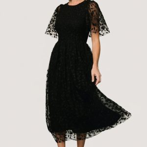 Kendra Embroidered Dress | Black