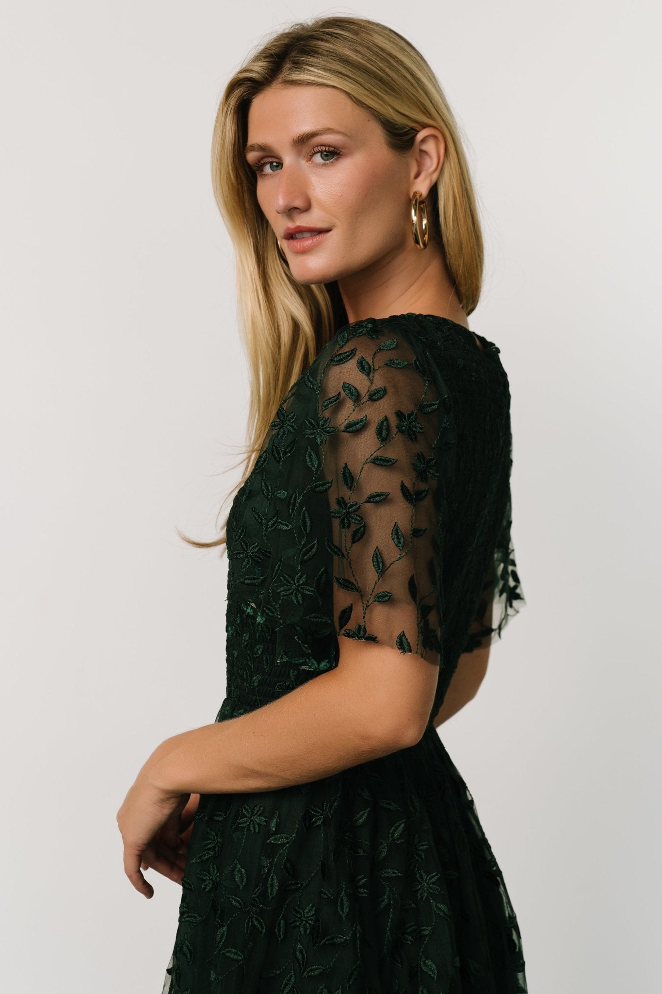 Kendra Embroidered Dress | Dark Green - Image 5