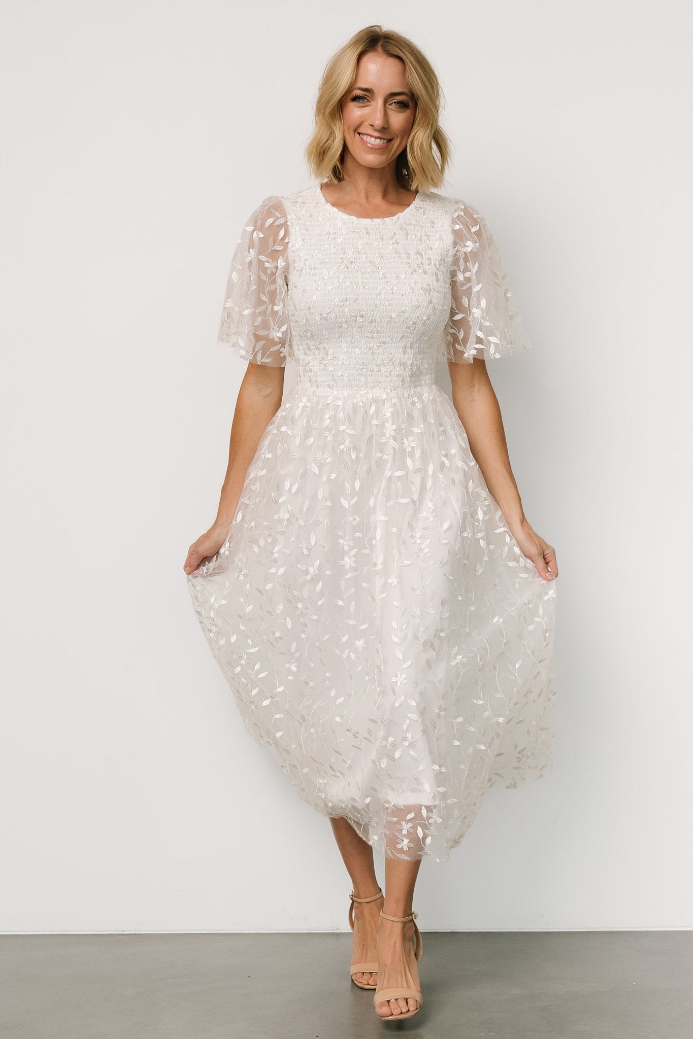 Kendra Embroidered Dress | White - Image 6