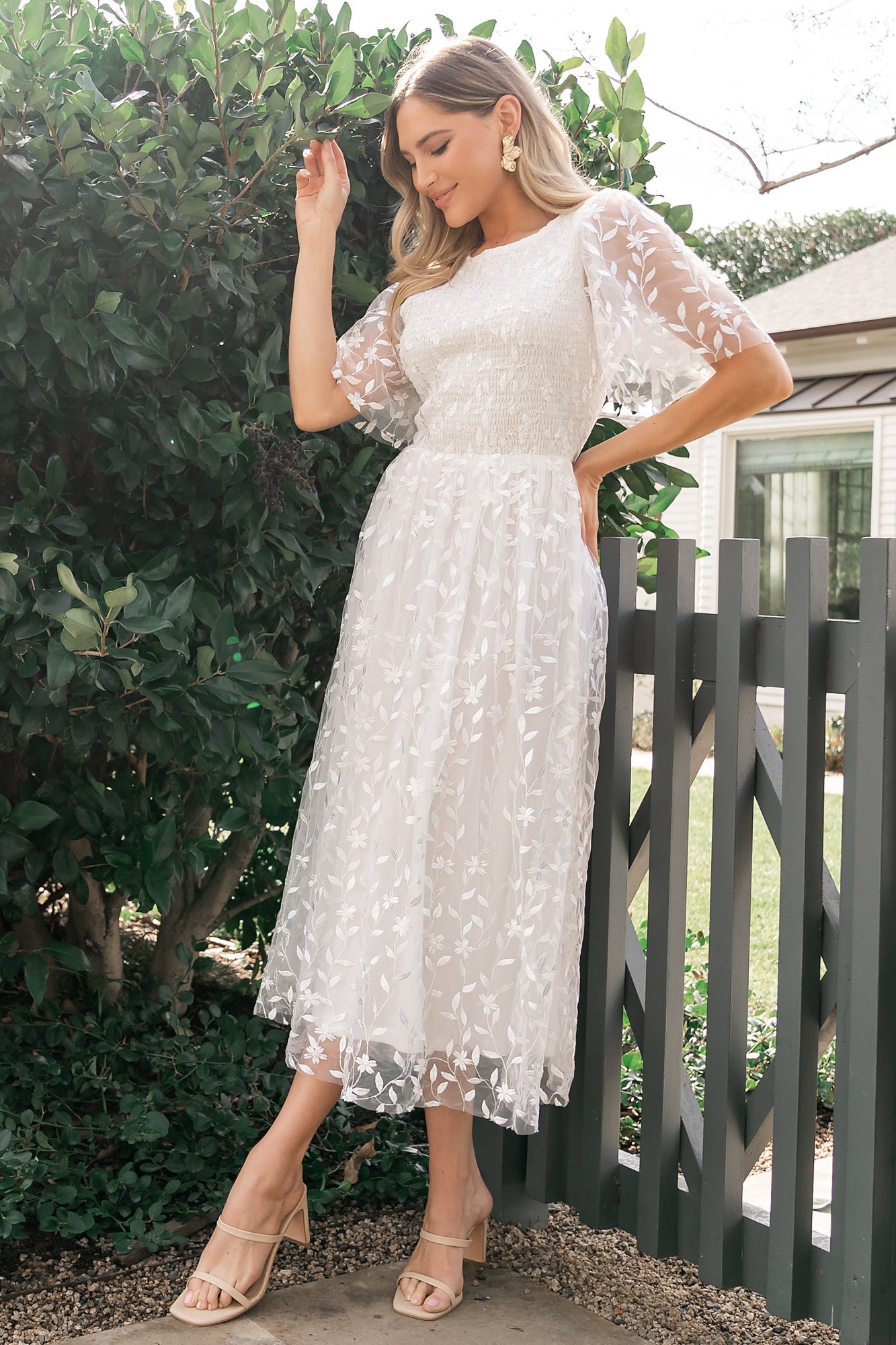 Kendra Embroidered Dress | White - Image 5