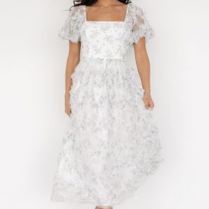 Kiera Ruffle Dress | Off White + Lavender