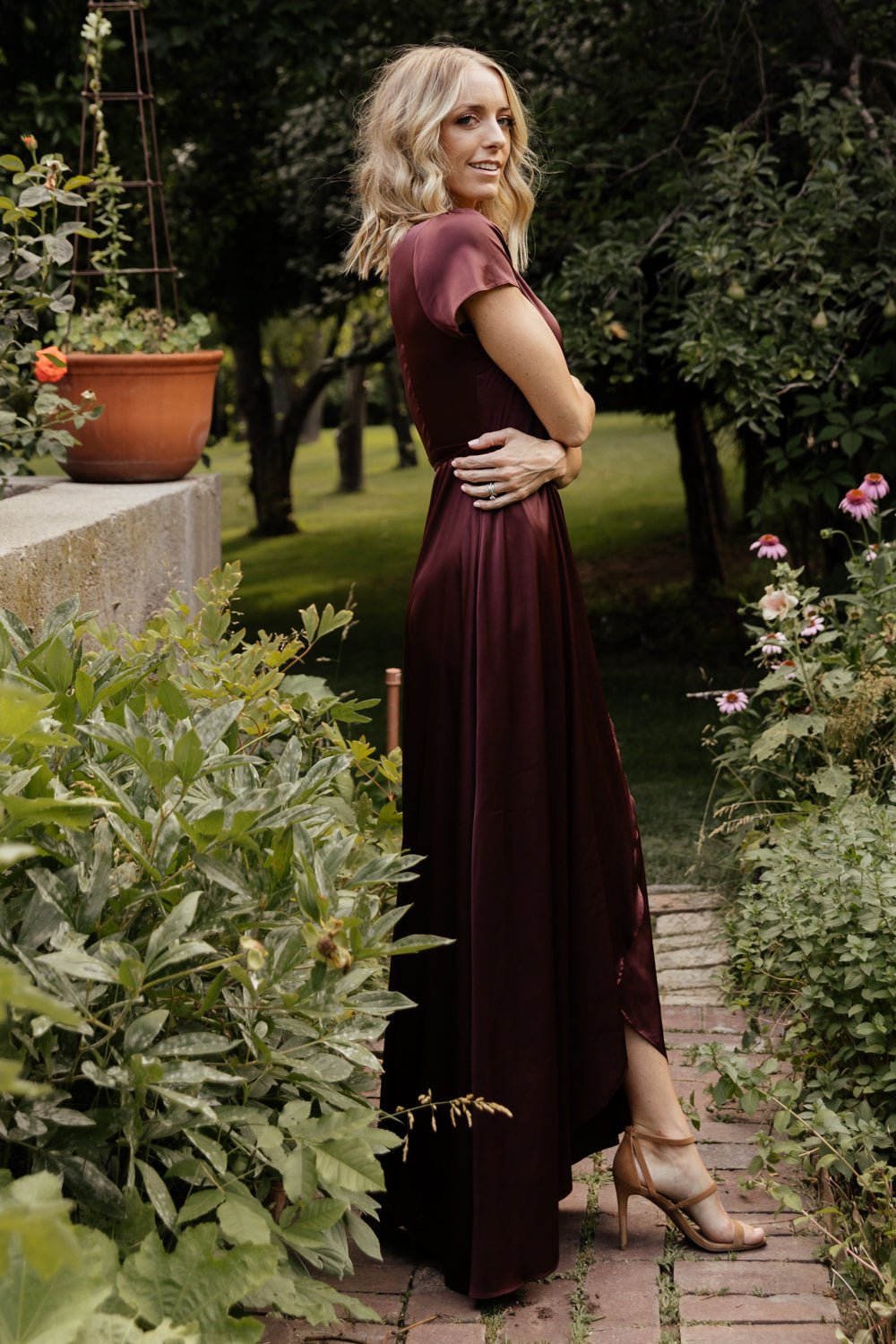 Krystal Satin Wrap Gown | Dark Clove - Image 3