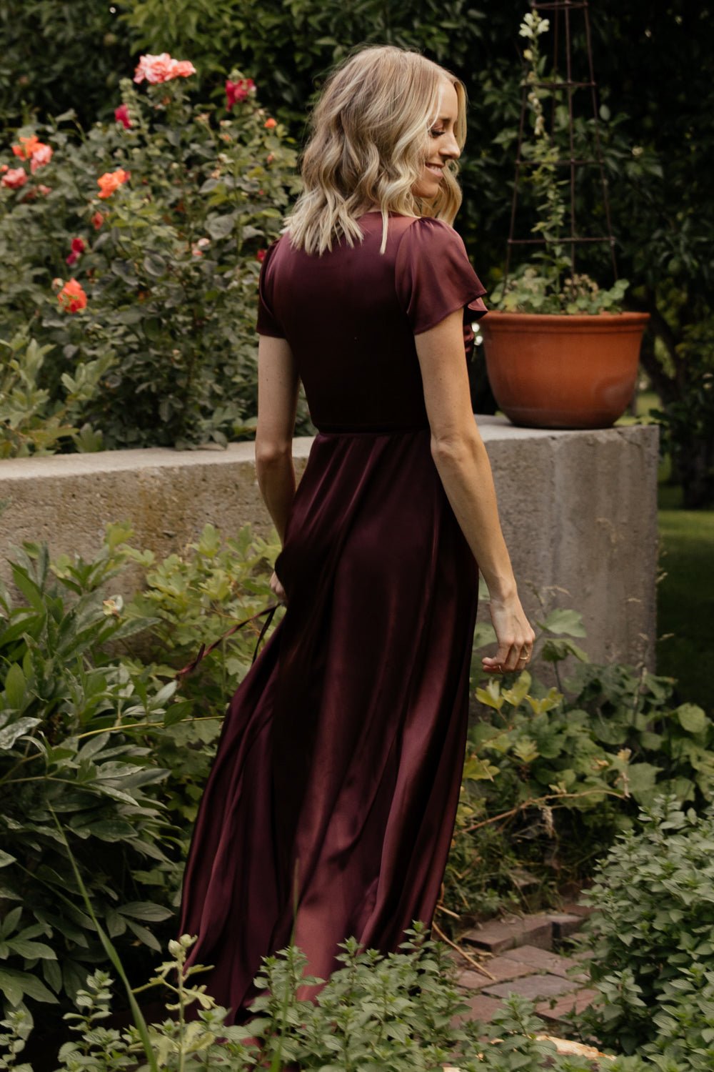 Krystal Satin Wrap Gown | Dark Clove - Image 4