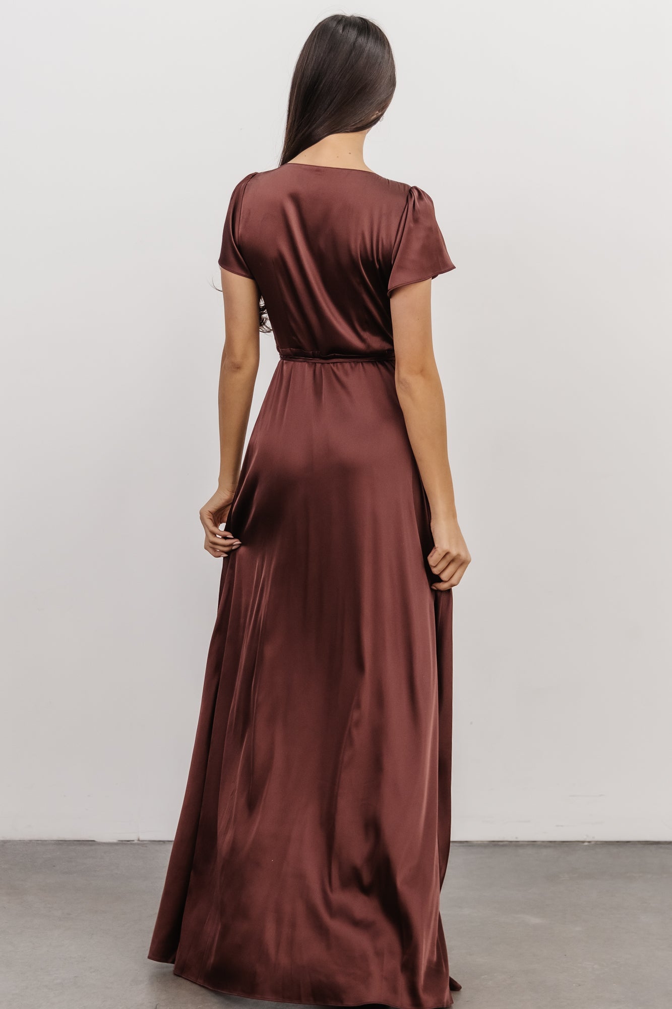 Krystal Satin Wrap Gown | Dark Clove - Image 9