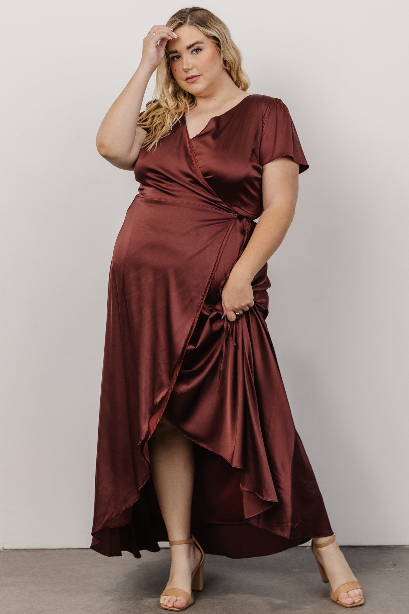 Krystal Satin Wrap Gown | Dark Clove - Image 6