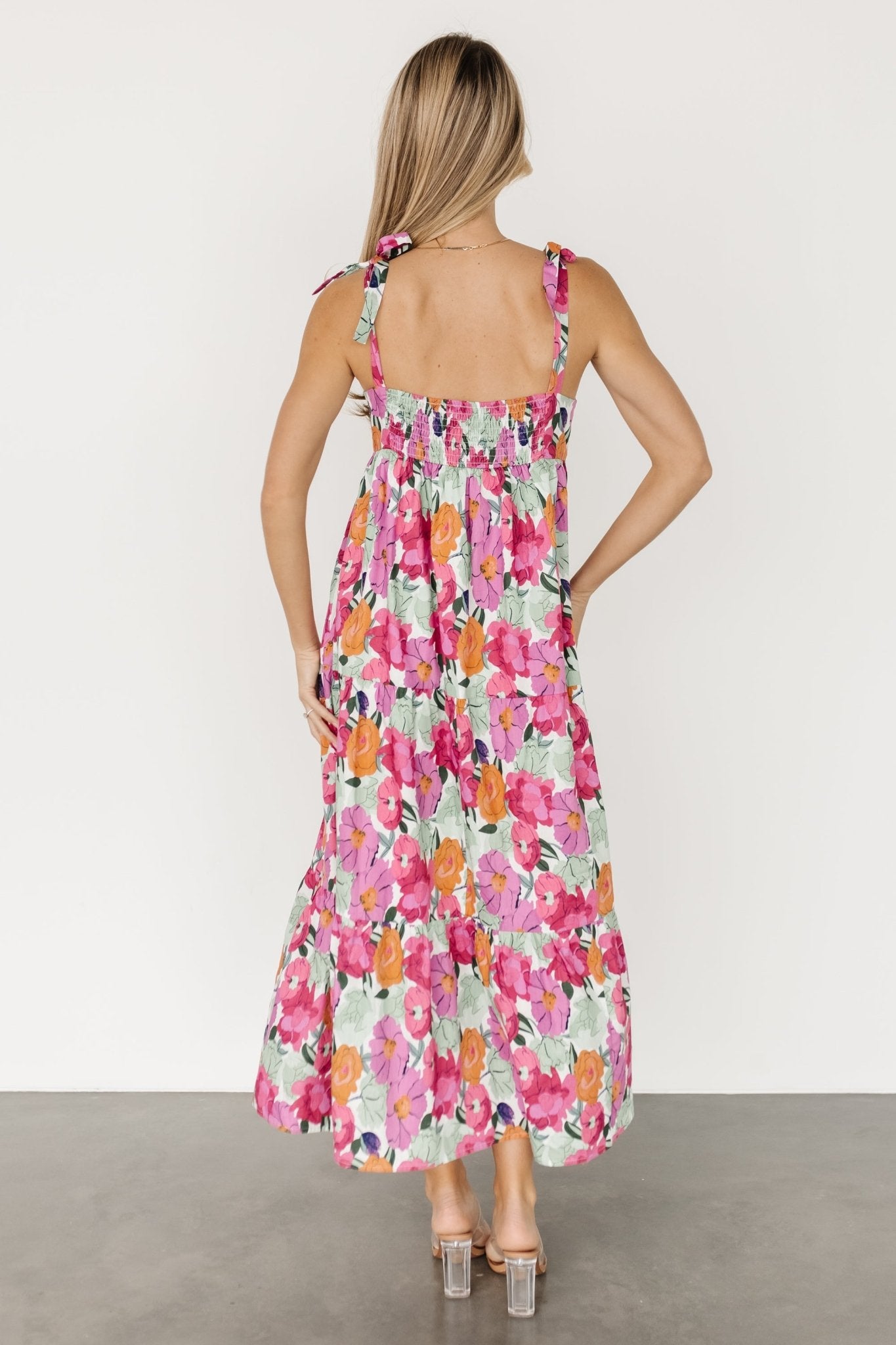 Lakewood Tie Dress | Pink Multi - Image 6