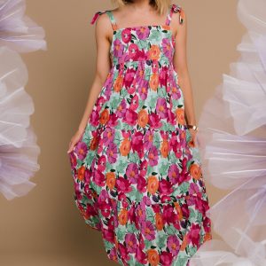 Lakewood Tie Dress | Pink Multi
