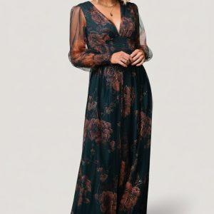 Layla Tulle Maxi Dress | Copper + Blue Metallic