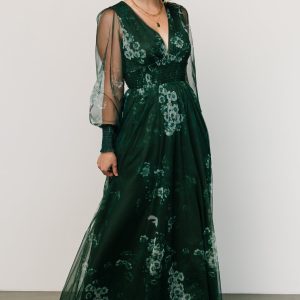 Layla Tulle Maxi Dress | Dark Green Multi