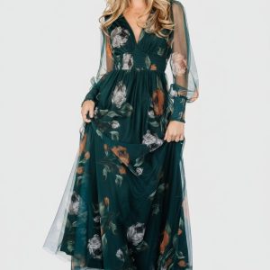 Layla Tulle Maxi Dress | Deep Topaz Floral