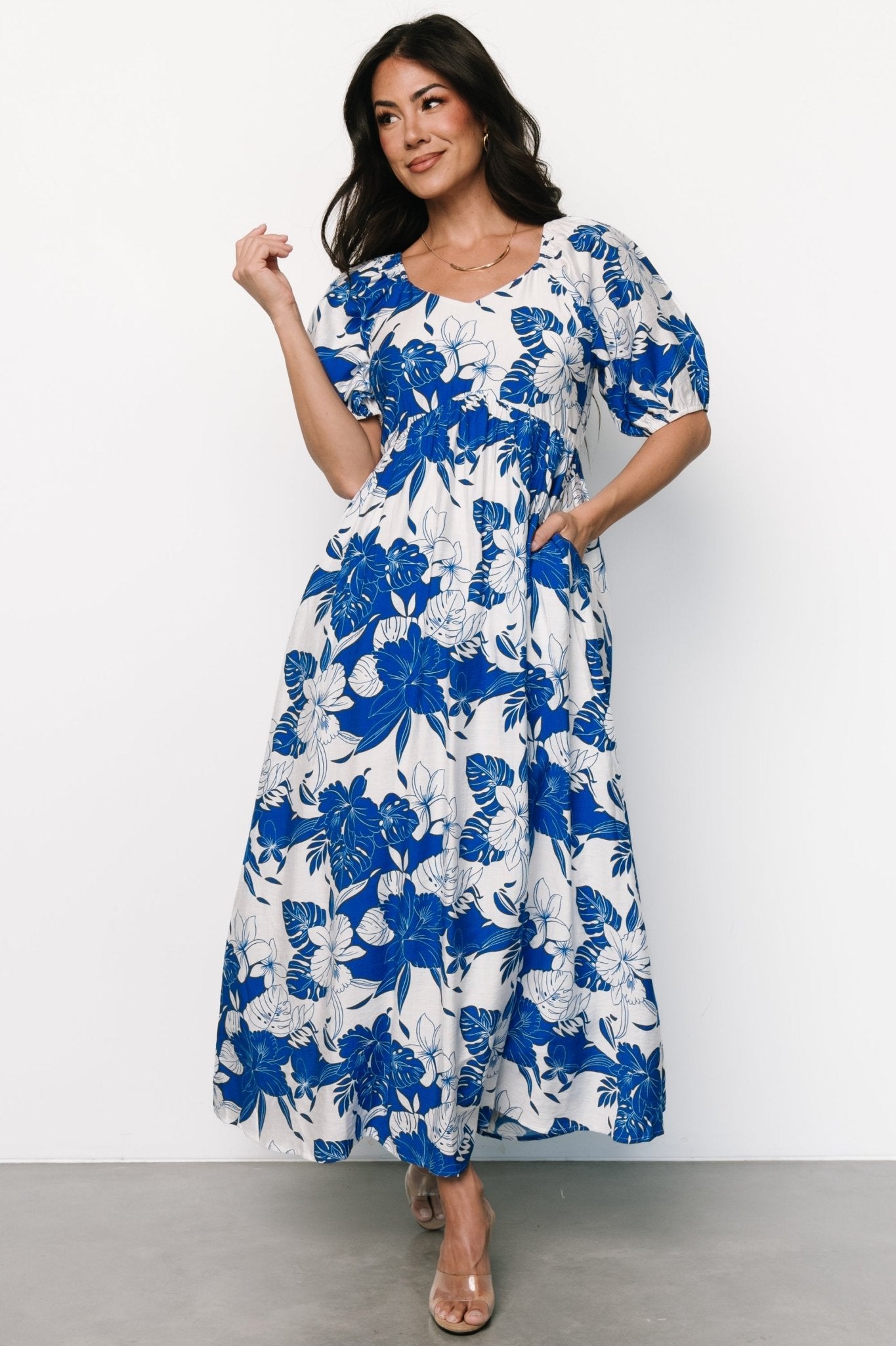 Leela Maxi Dress | Cobalt + Off White - Image 2
