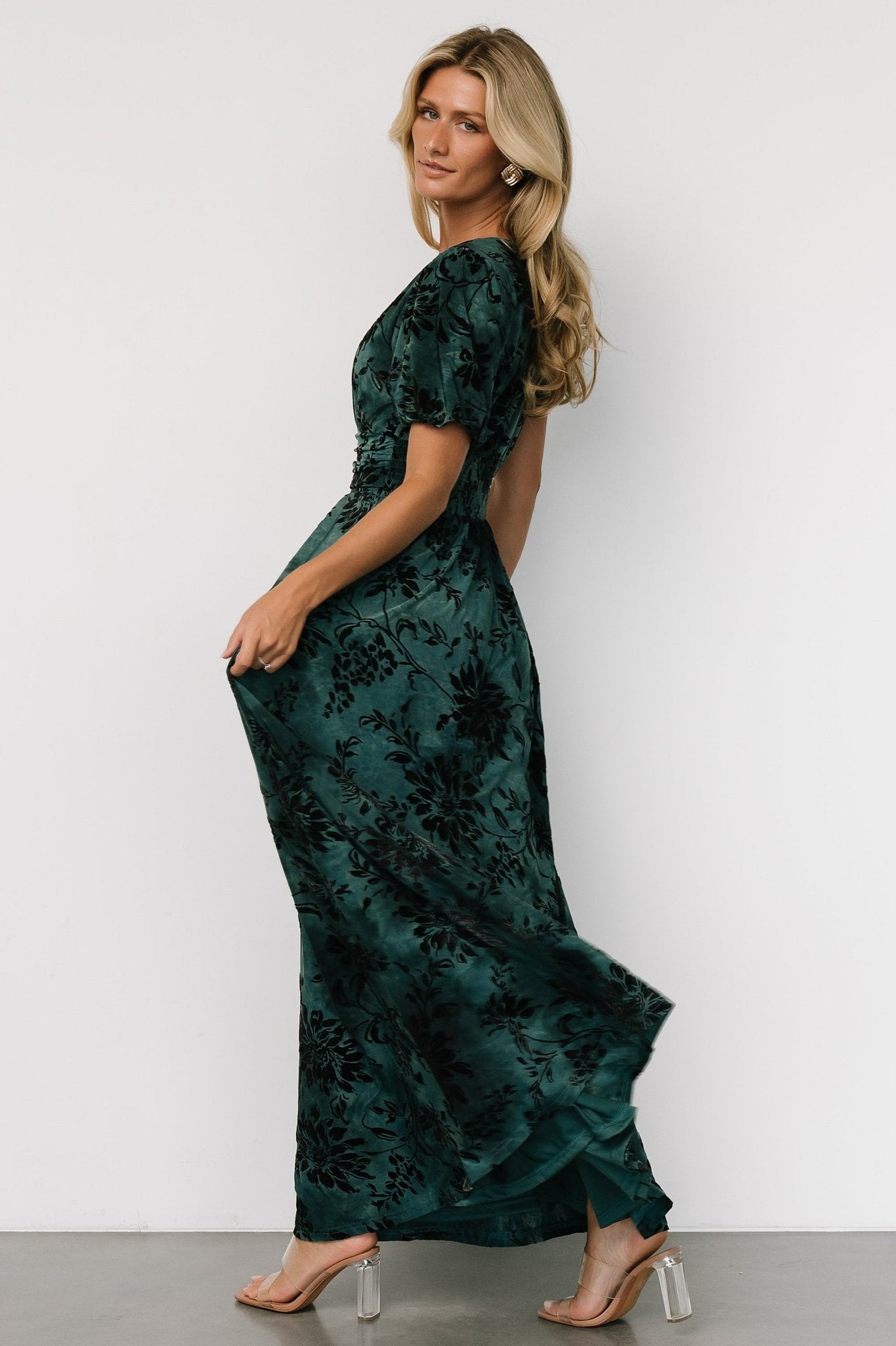 Leslie Velvet Maxi Dress | Jade + Black - Image 5