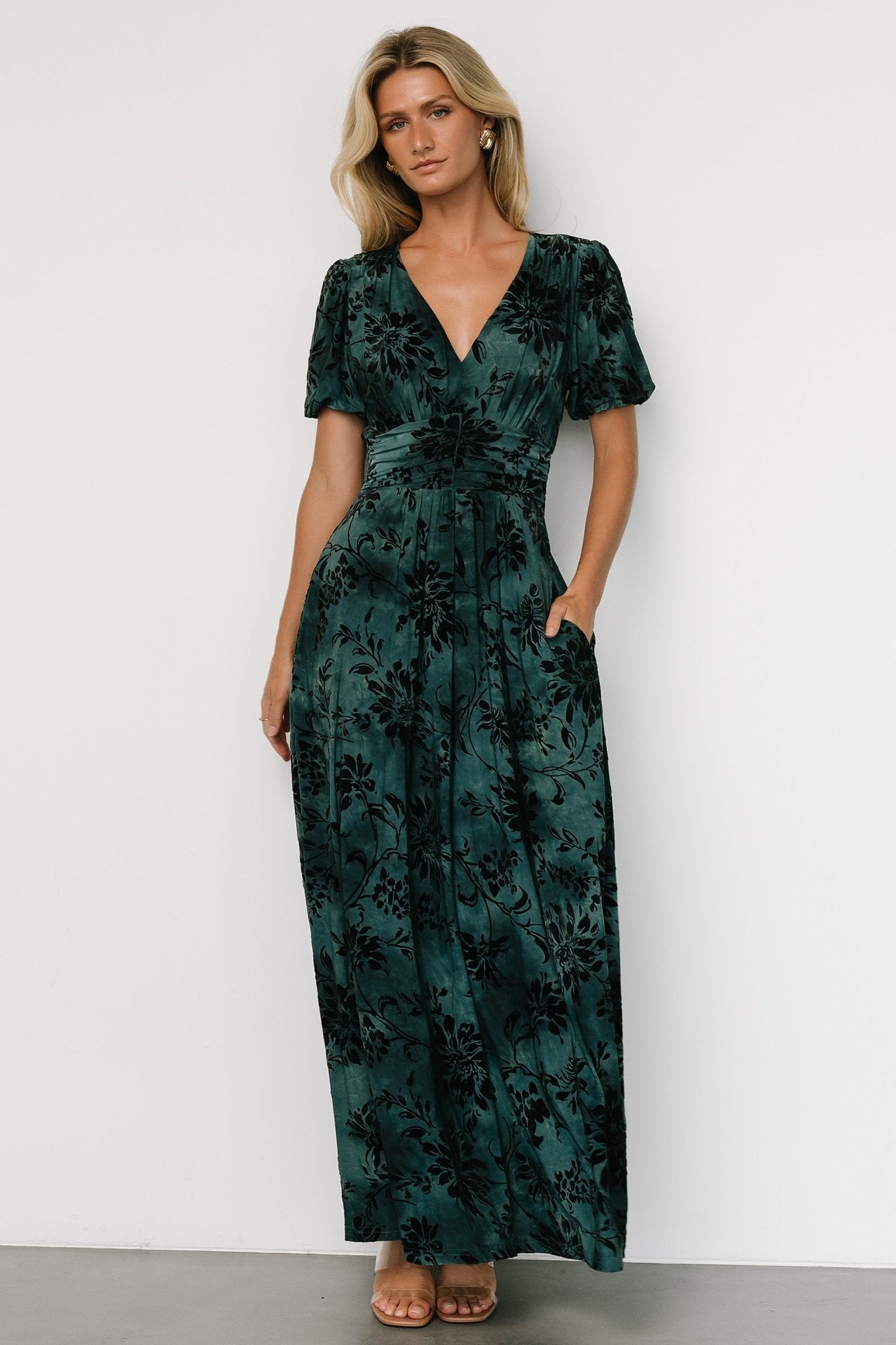 Leslie Velvet Maxi Dress | Jade + Black - Image 6