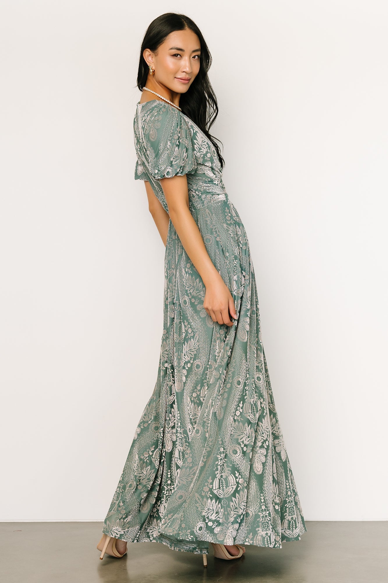 Leslie Velvet Maxi Dress | Sage + Silver - Image 8