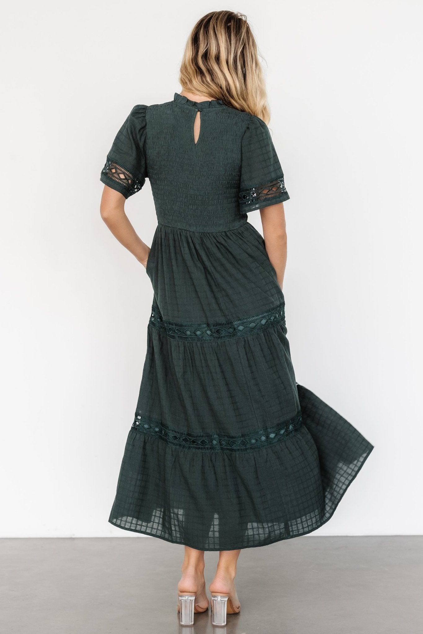 Loveland Geo Lace Maxi Dress | Dark Green - Image 4
