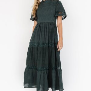 Loveland Geo Lace Maxi Dress | Dark Green
