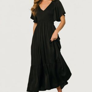 Lovell Smocked Midi Dress | Black