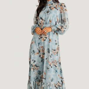Luciana Maxi Dress | Cyan Blue Floral